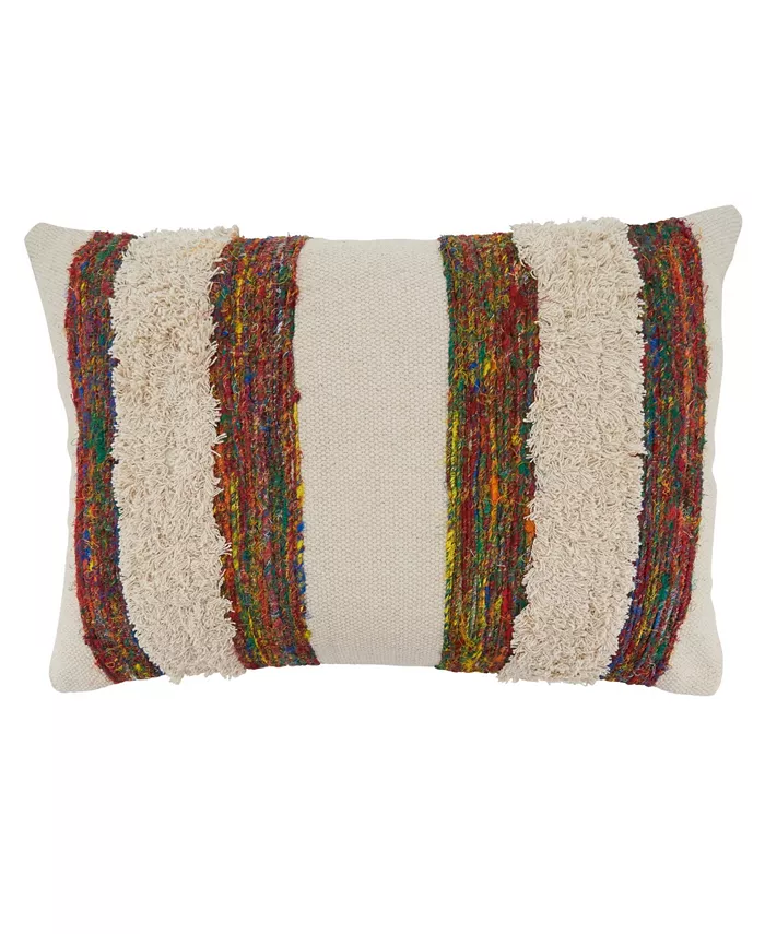 Saro Lifestyle Boho Striped Decorative Pillow， 16