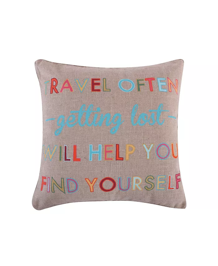 Levtex Mayla Travel Often Burlap Decorative Pillow， 20