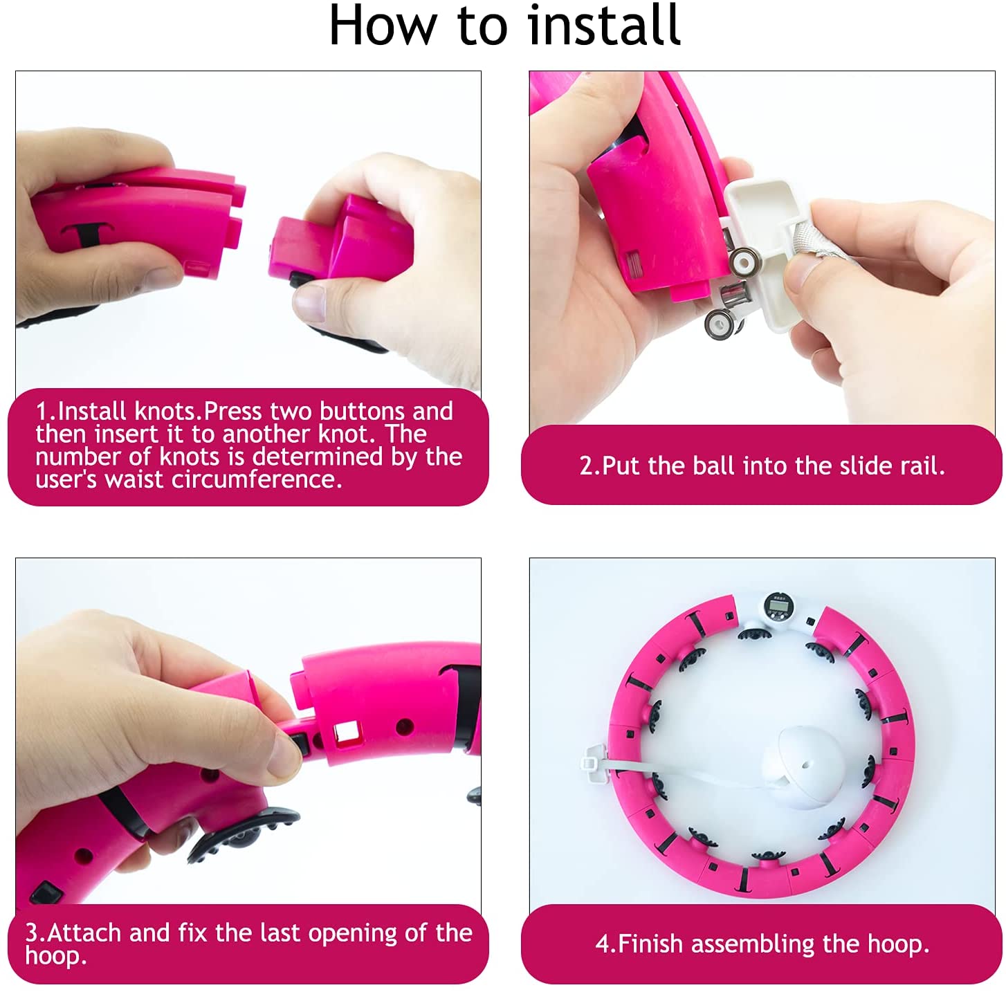 Maylai Smart Weighted Hoola Fitness Hoop， Magnetic Exercise Hoop， Fitness Hoop with Intelligent Counter+Adjustable Auto-Spinning Ball， for Adults Weight Loss， for Kids， Detachable， Not Fall