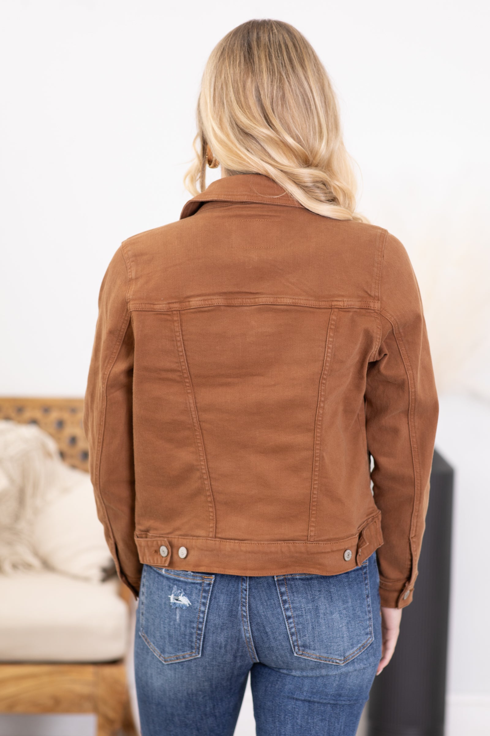 Judy Blue Camel Garment Dyed Denim Jacket