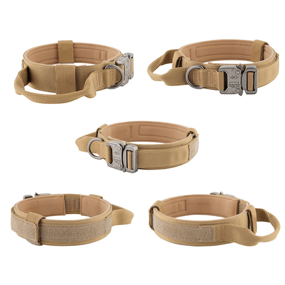 Plutus Pet Tactical Dog Collar， Soft Padded， Adjustable with Heavy Duty Metal Buckle， (L， Brown)
