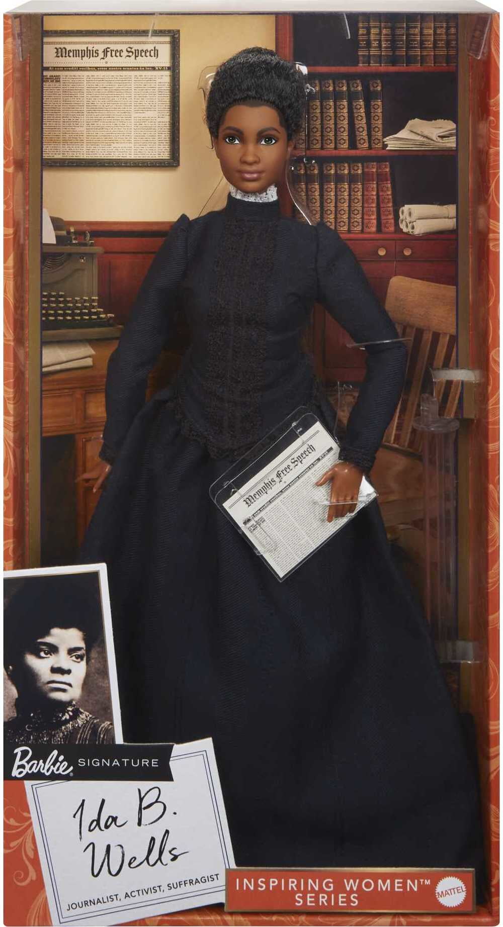 Barbie Inspiring Women Ida B. Wells Collectible Doll with Newspaper Accessory & Doll Stand