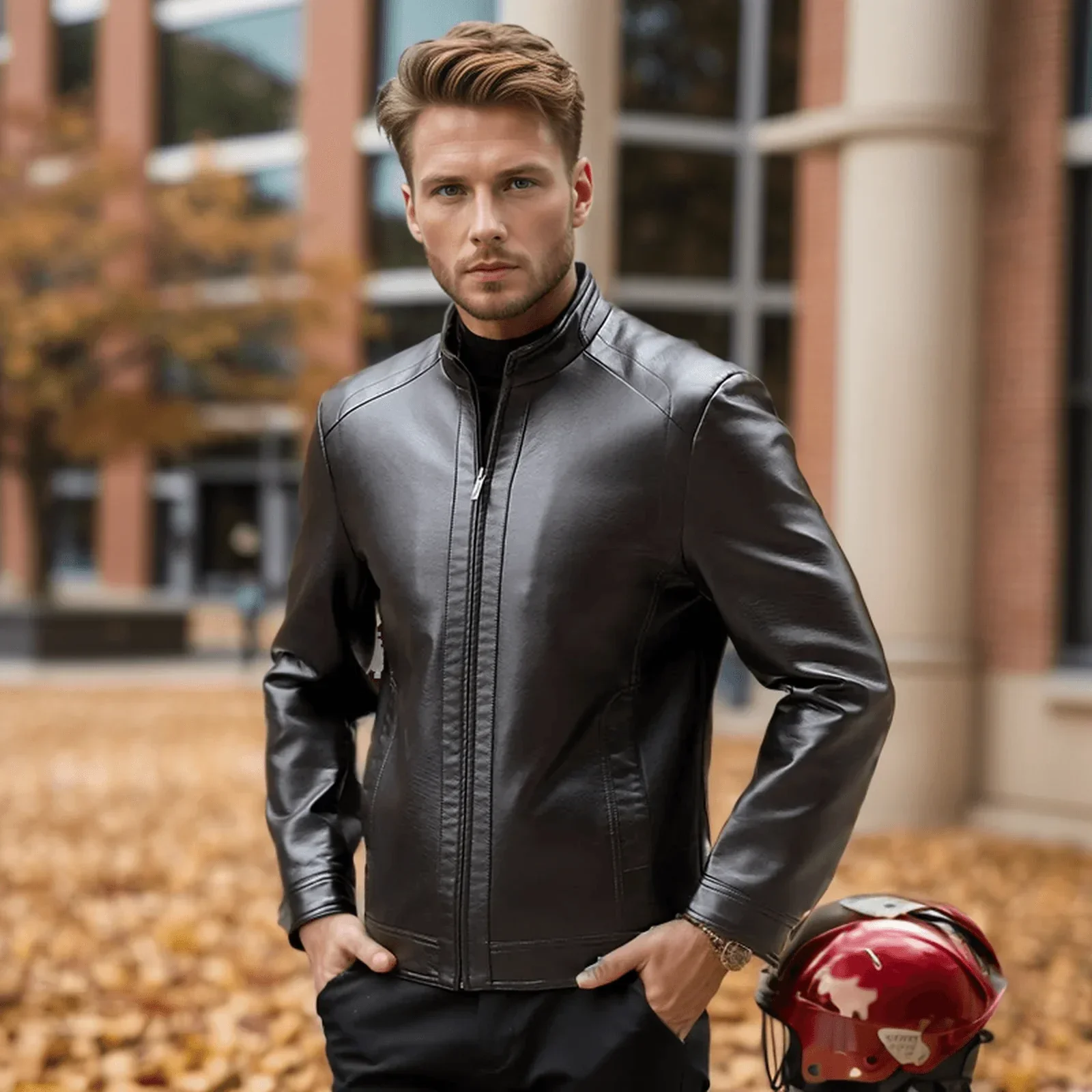Jaqueta em Couro Manhattan™  Estilo Rider / Estilo e Conforto para os Dias Frios!