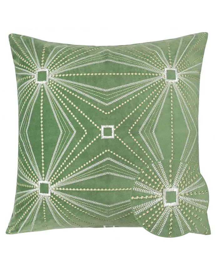 Homey Cozy Claire Olive Velvet Square Decorative Throw Pillow