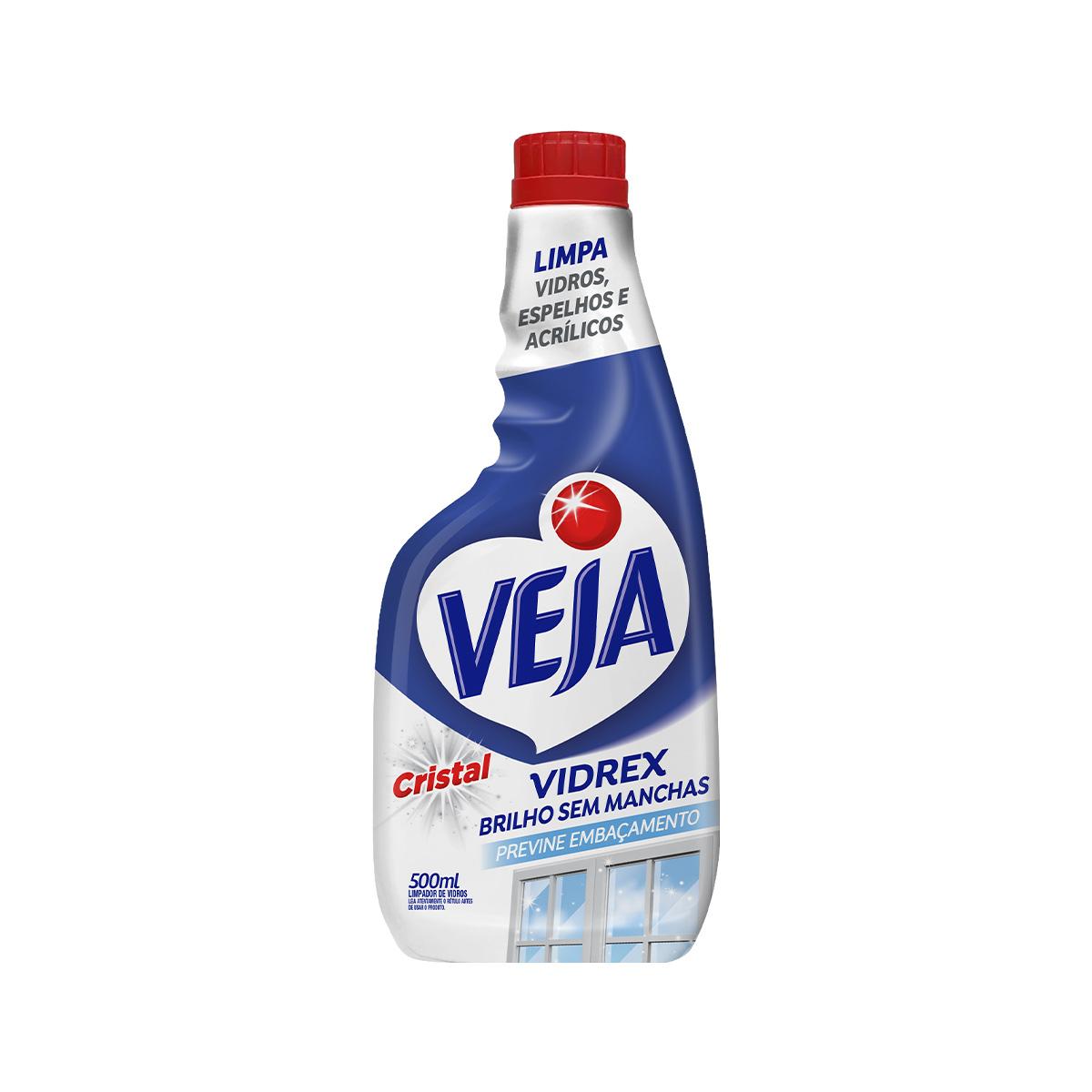 Limpa Vidros Spray Veja Vidrex Cristal 500ml Refil