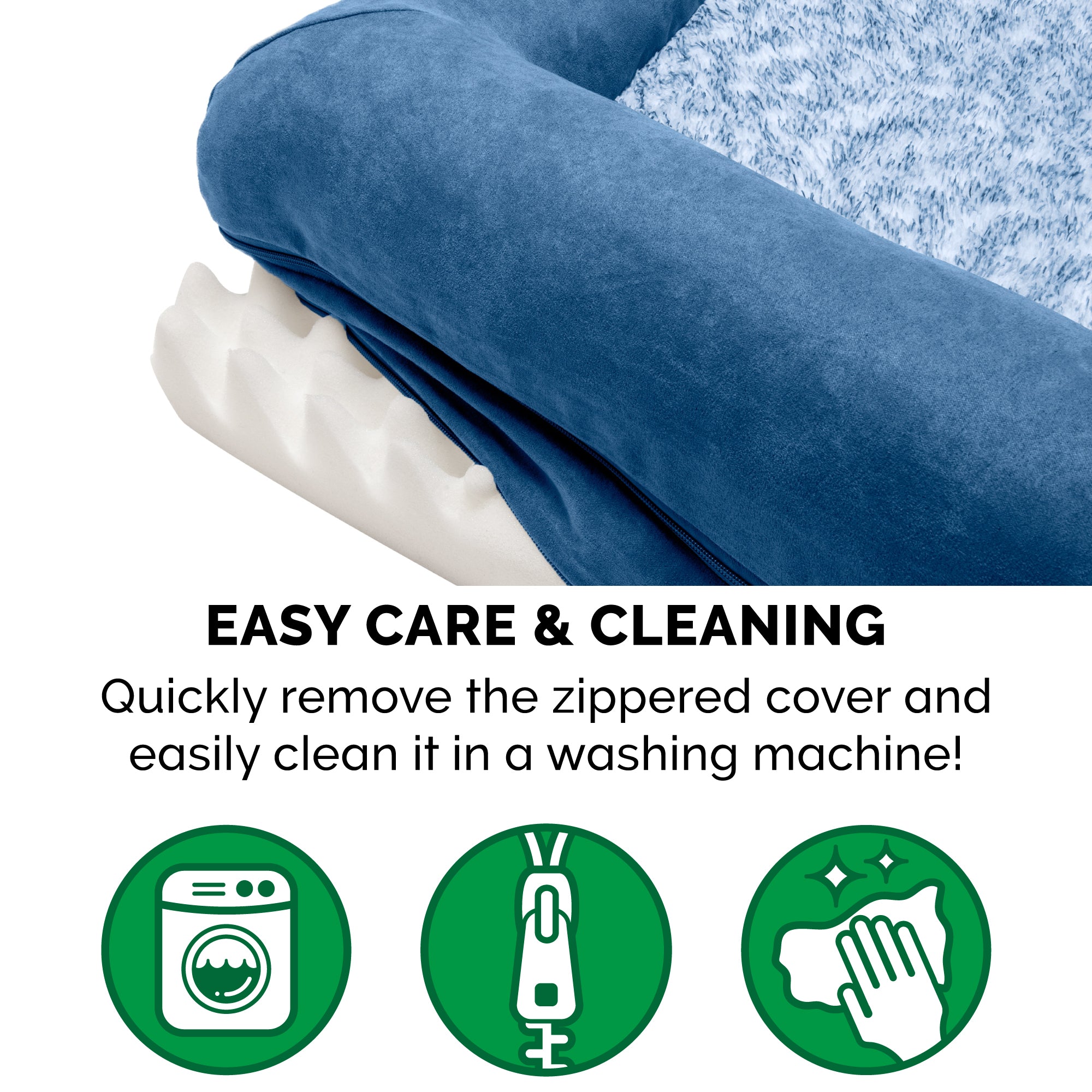 FurHaven Pet Dog Bed | Orthopedic Two-Tone Faux Fur and Suede Sofa-Style Couch Pet Bed for Dogs and Cats， Marine Blue， Jumbo