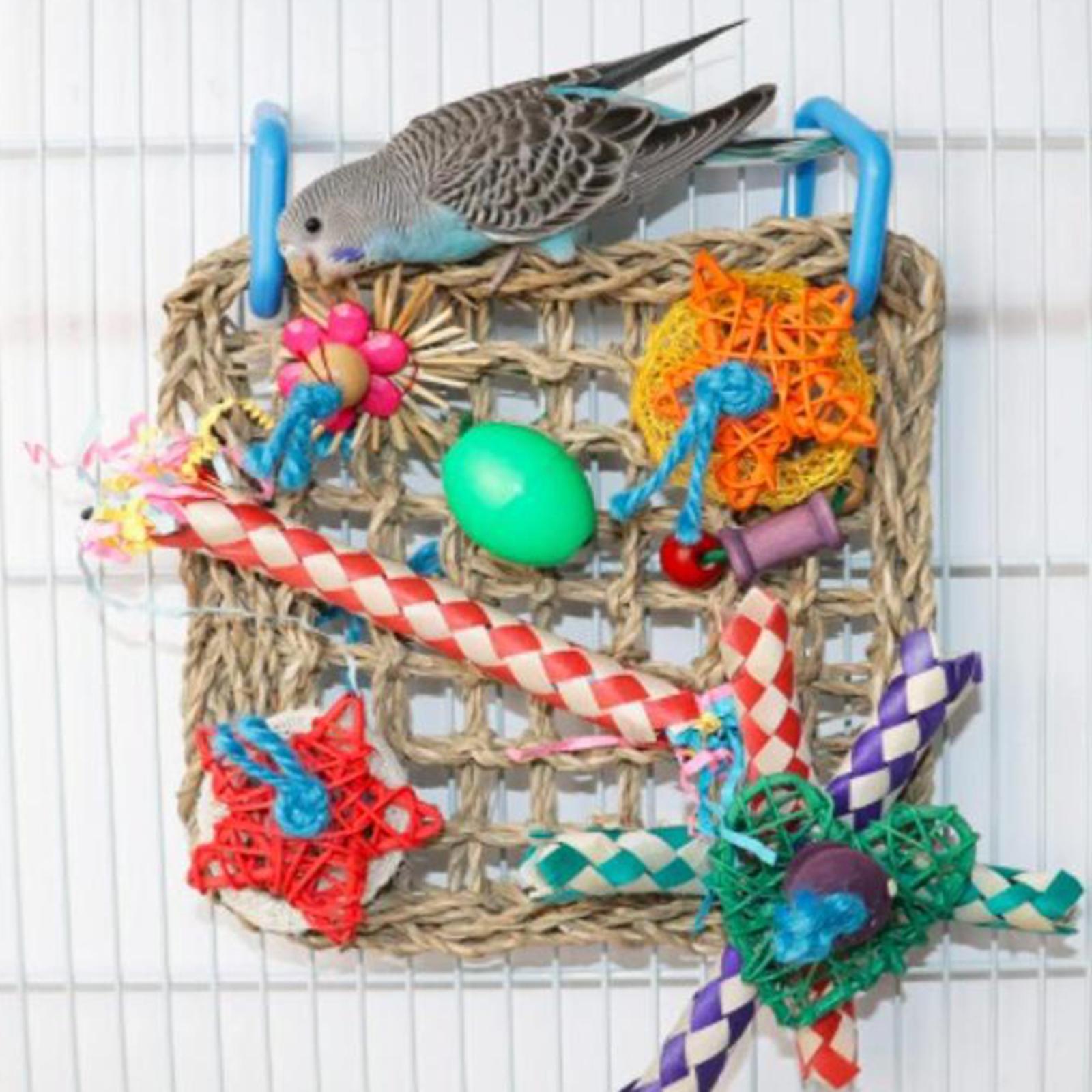 Parrots Toys Chewing Interactive Play Hammock Bird Climbing Net for Parakeet