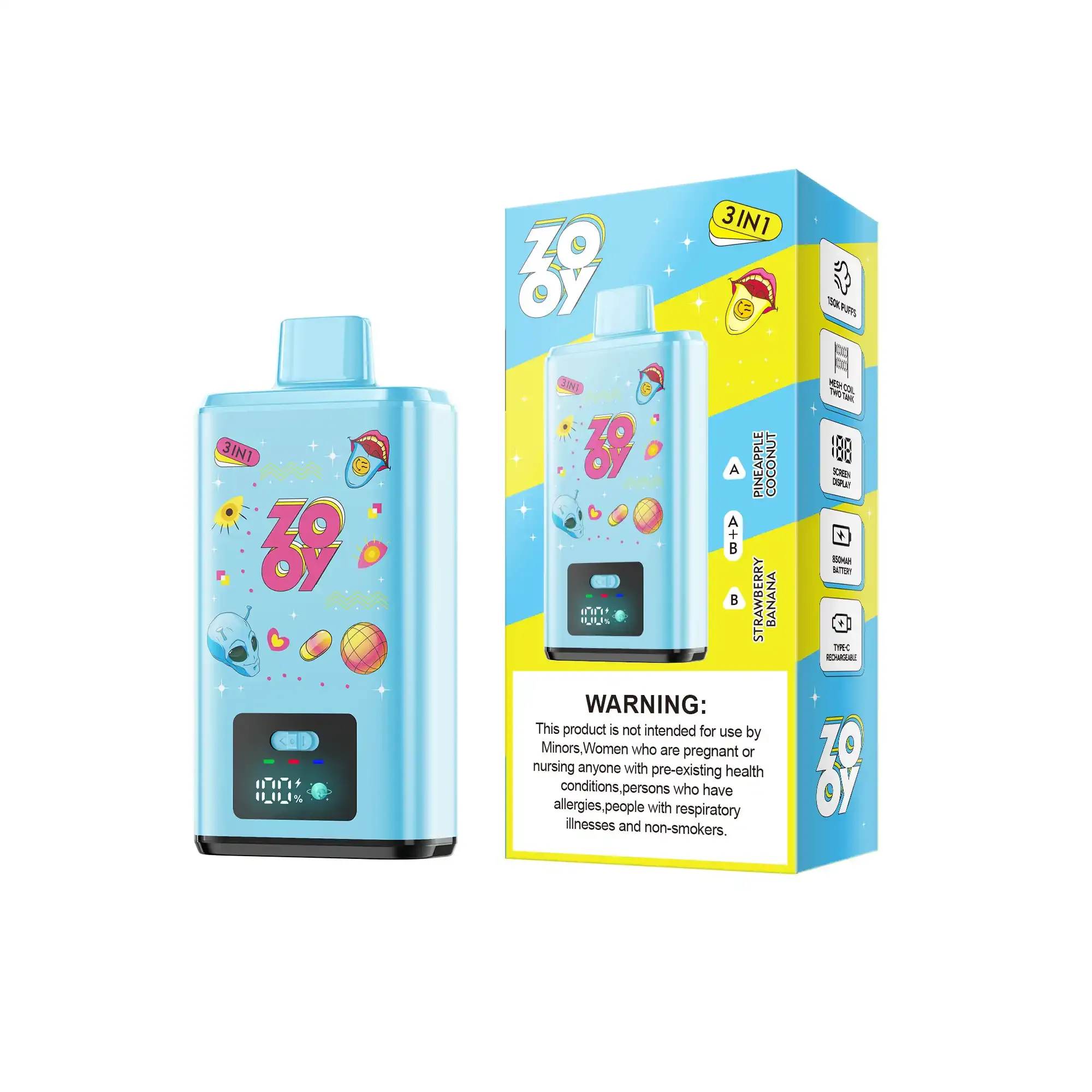 🌟ZOOY 150K Puffs 3 Flavors in 1 Disposable Vape