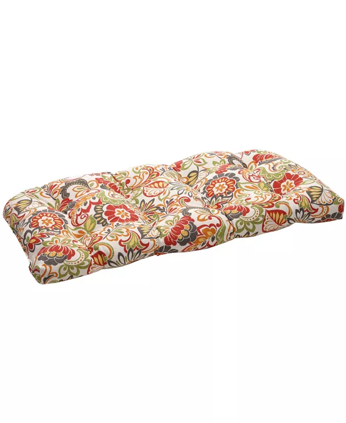 Pillow Perfect Zoe Citrus Wicker Loveseat Cushion