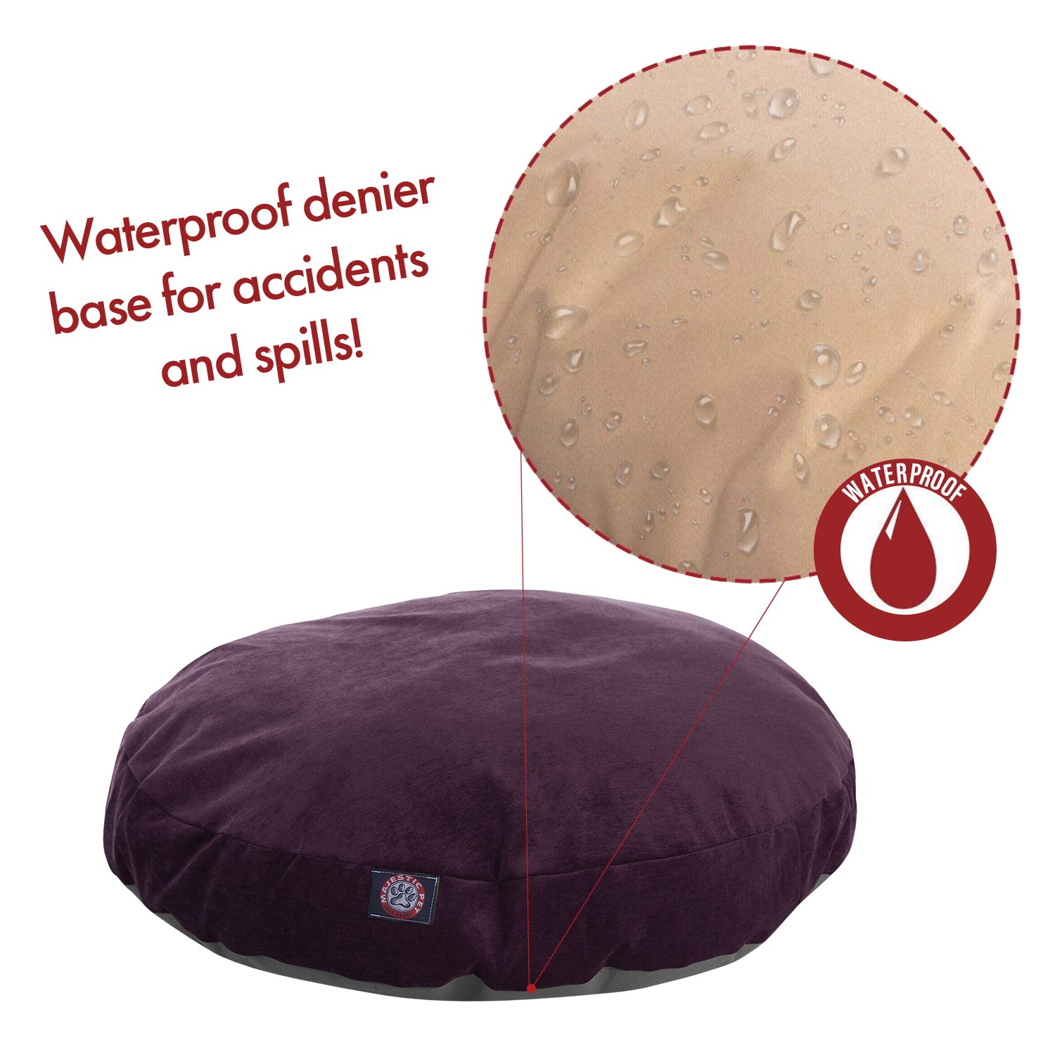 Majestic Pet | Villa Velvet Round Pet Bed For Dogs， Removable Cover， Aubergine， Large