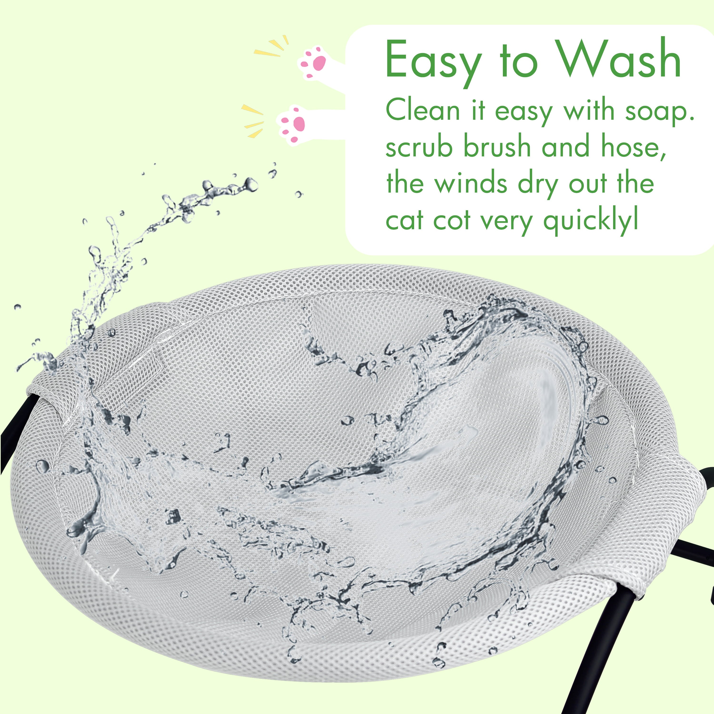 PHYEX Cat Bed Elevated Pet Hammock for Kitty Cat Small Dog， Easy Assembly Raised Cat Cot， Gray