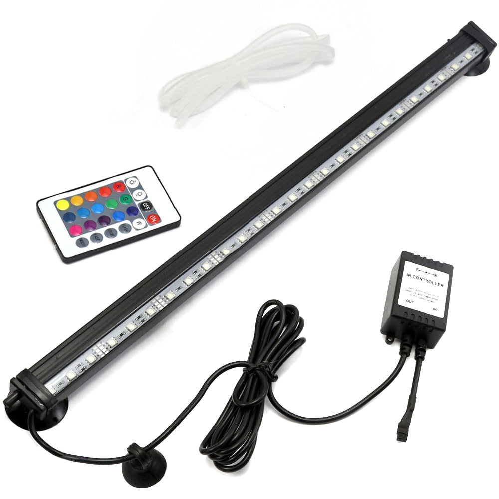 RisingPro 16CM-51CM RGB Waterproof Air Bubble Remote Control Lamp LED Aquarium Fish Tank Light Submersible Light Making Oxygen