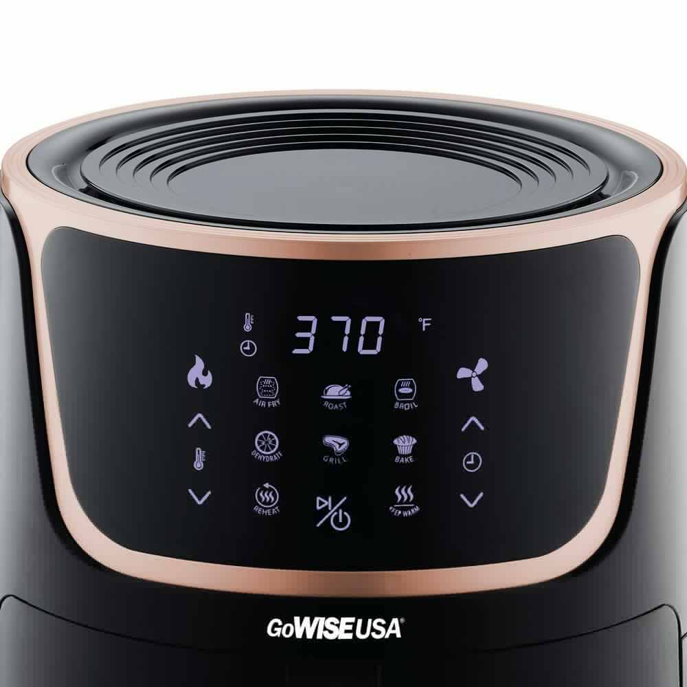 GoWISE USA 7 Qt BlackCopper Air Fryer with Dehydrator and 3 Stackable Racks with 8 Functions