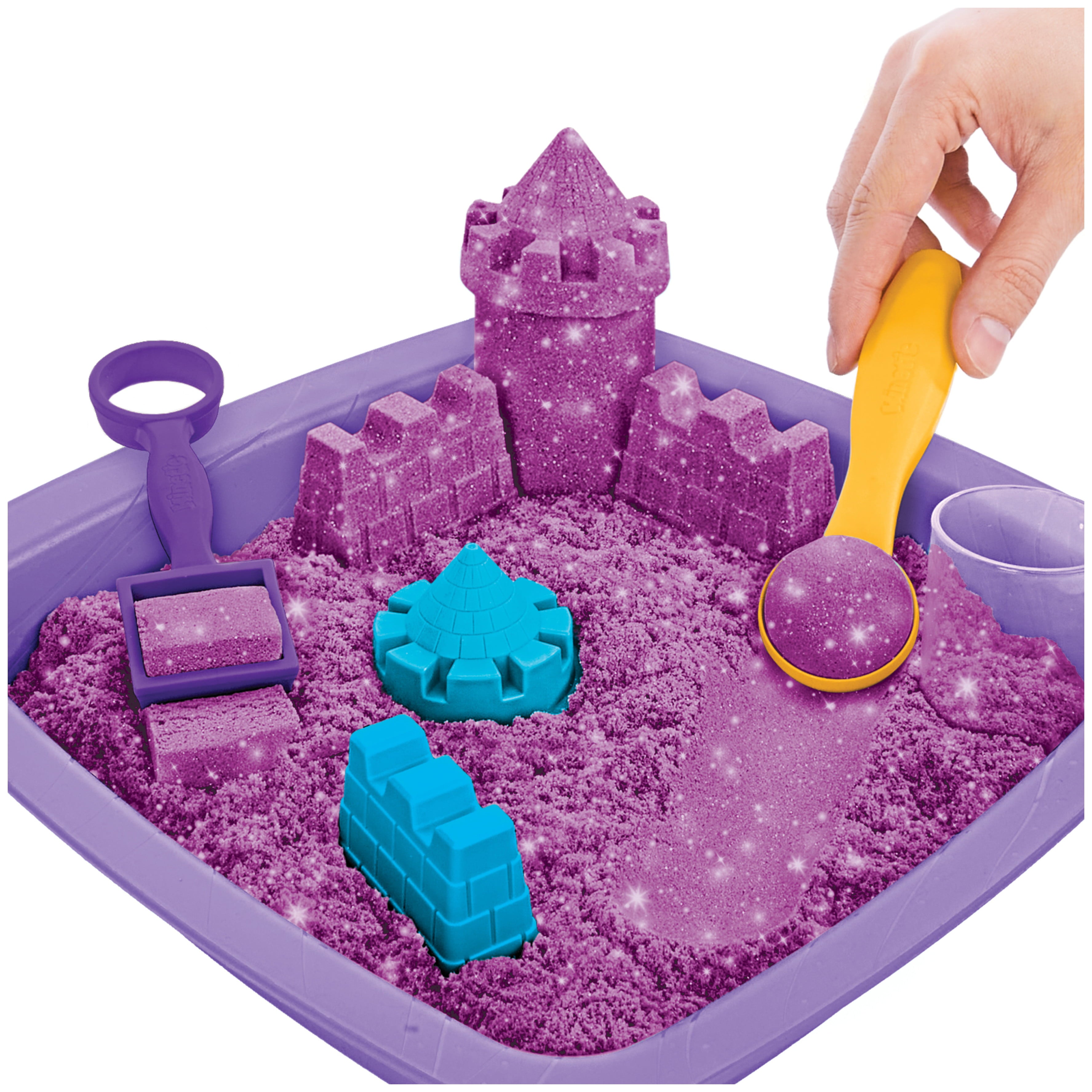Kinetic Sand Sparkle Sandcastle Set w/ 1lb Purple Shimmer Kinetic Sand