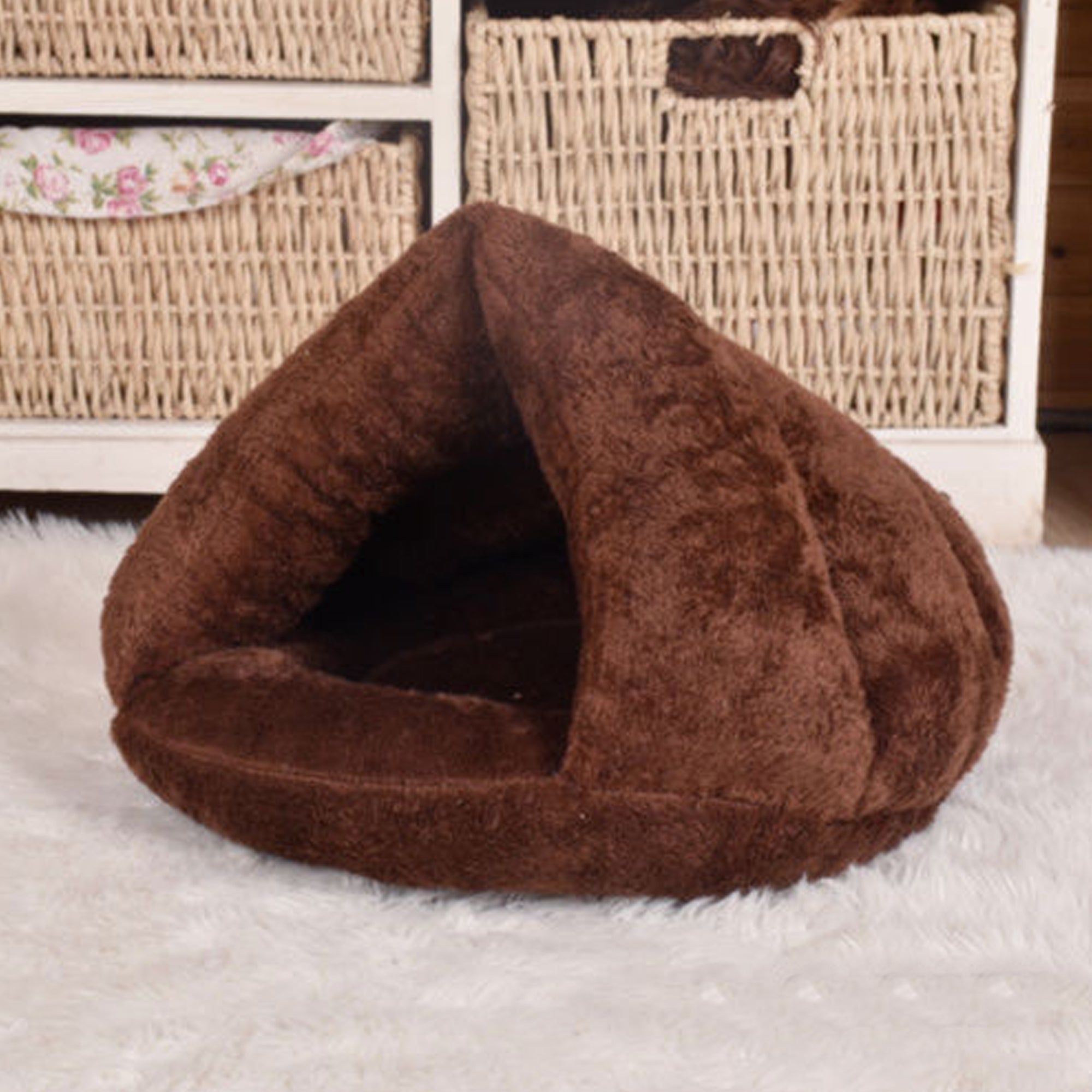 Pet Dog Cat Bed House Warm Soft Mat Bedding Cave Basket Kennel Washable Nest
