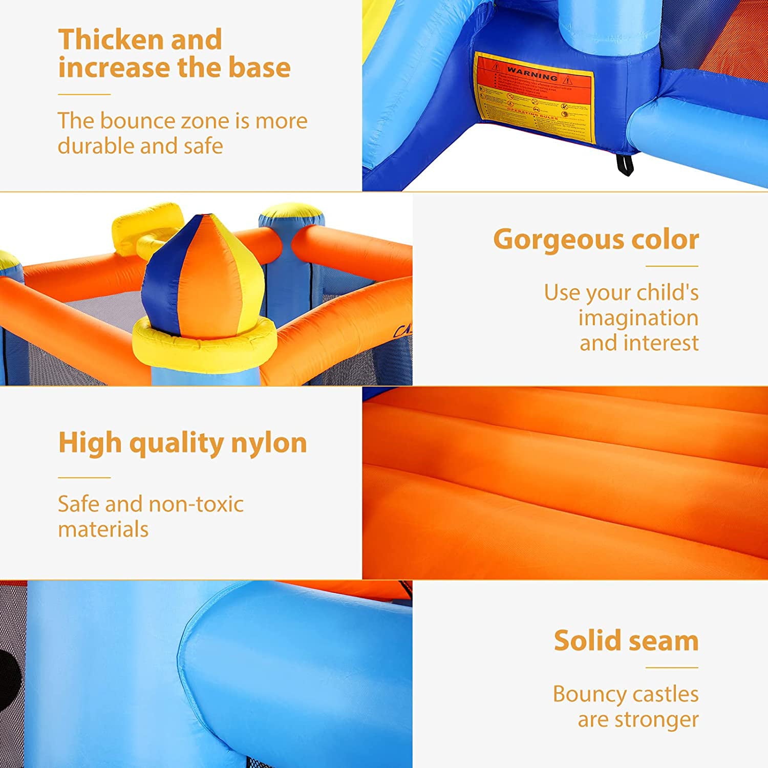 116''x 117'' Toddler Inflatable Bounce House Kids Jumping Bouncer Slide Large Jump Play Area with Blower